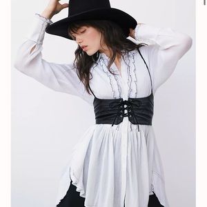 Free People Hastings Corset Belt M/L in Black **NEW**